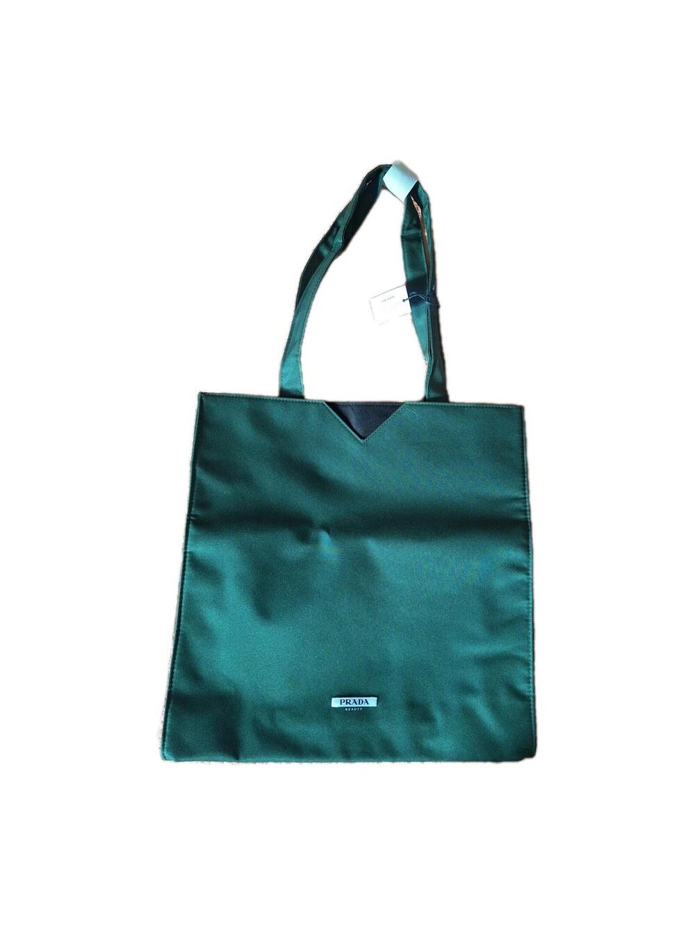 PRADA Beauty Paradigme Green Tote Bag Set with Fragrance Case Dust Bags 3pc Lot
